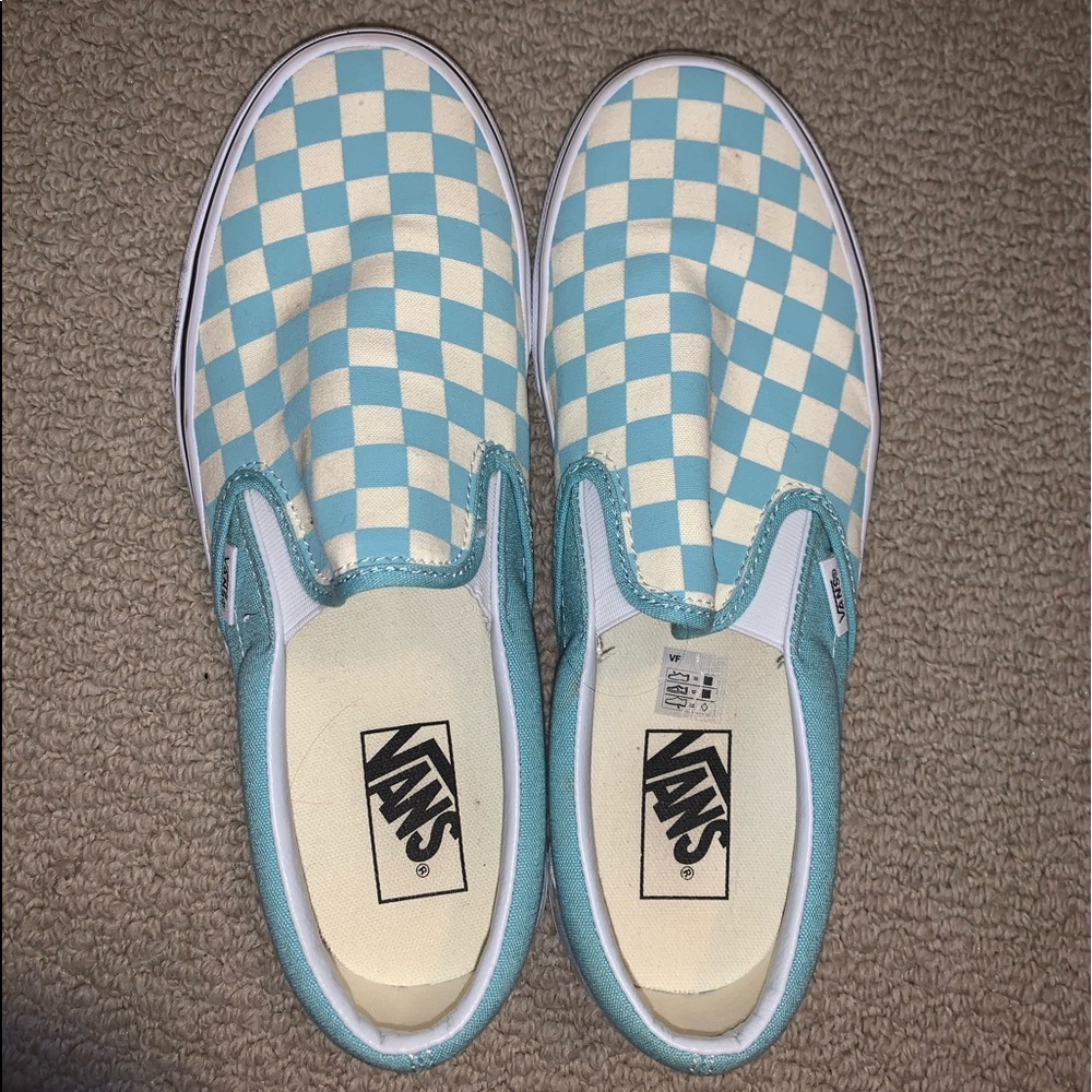 💎VANS Checkered teal slip ons💎